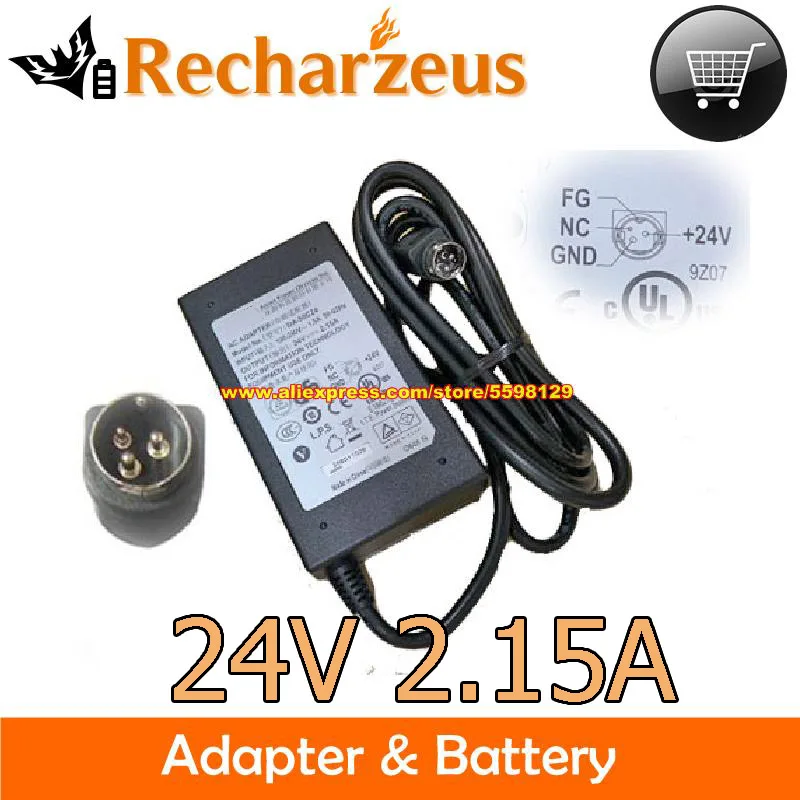 Genuine APD DA-50C24 DA50C24 AC Adapter 24V 2.15A Round With 3 Pin For Printer Power Supply Charger For SNBC BTP-R880 BTP-R180II