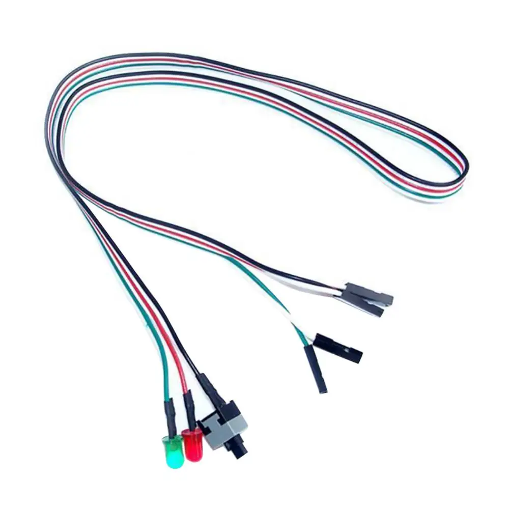 50cm Computer On/Off/Reset 2 Switch LED Light PC Computer Reset Motherboard Power Cable