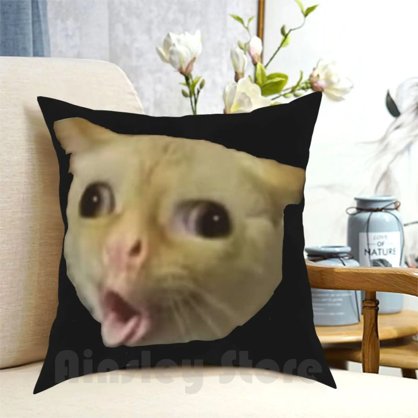 Cat Coughing Like A Kid Meme Pillow Case Printed Home Soft Throw Pillow Cat Coughing Like A Kid Meme Pattern Cat Cat