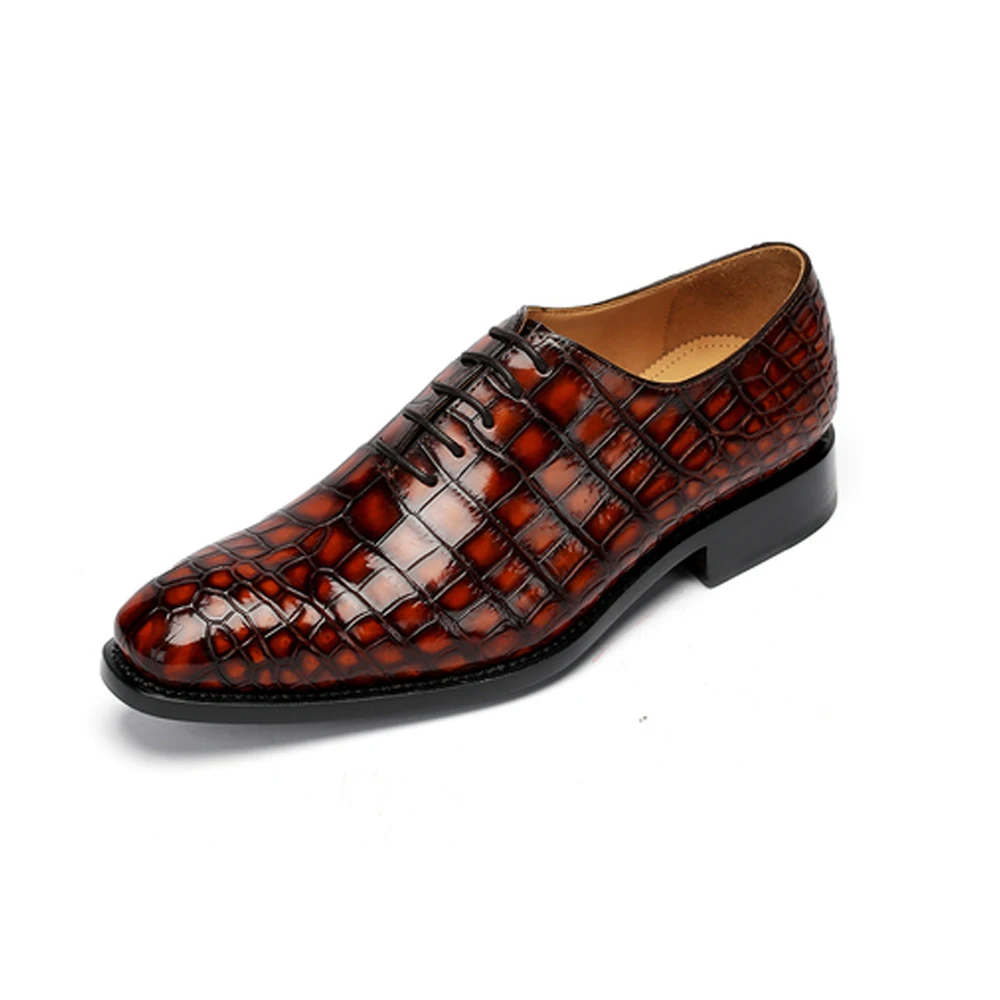 hulangzhishi private ordering  Python skin  Men dress shoes  Pure manual  Color rubbing shoes  With low  lace-up  Business shoes