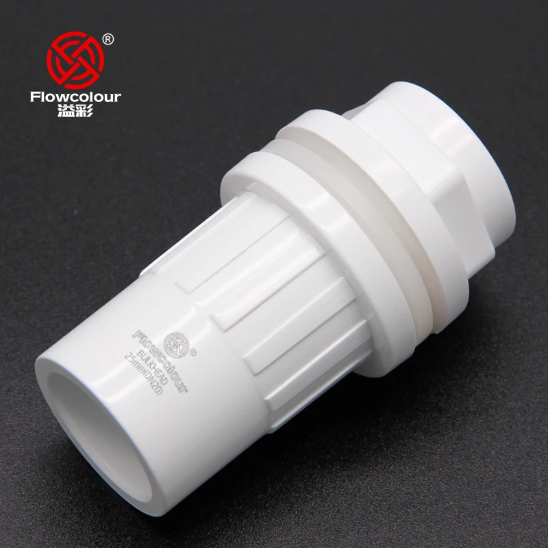 Flowcolour 20-50mm UPVC bulkhead Garden Irrigation Watering Pipe Adapter Tube Parts Tools  Connector Aquarium Tank Tube Adapter