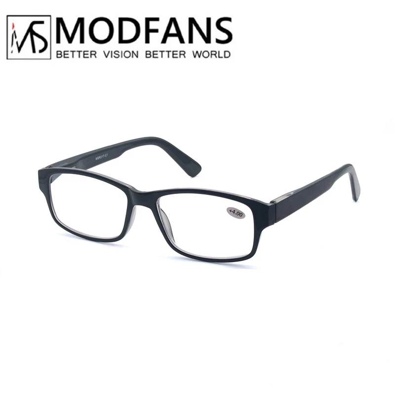 MODFANS Rectangle Oversize Reading Glasses Men Large Square Plastic Frame Sping High Quality Eyeglasses Dioprer MSR217