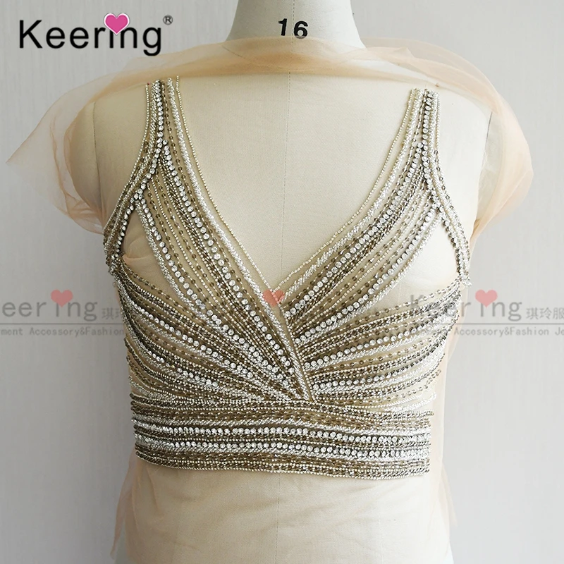 

Handmade Beaded Bridal Applique for Wedding Dress, WDP-025