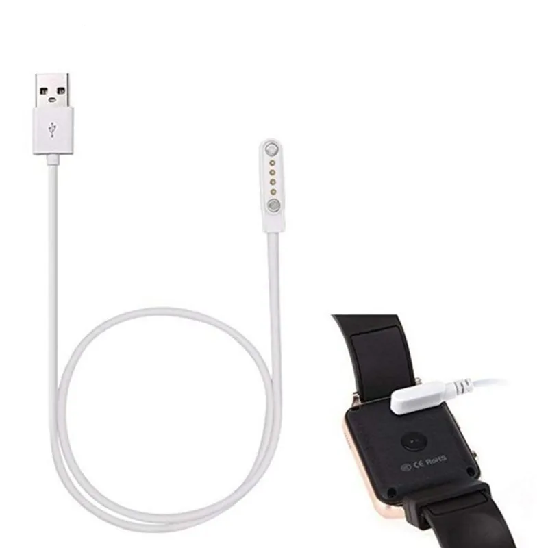 1PC Magnetic Smart สายชาร์จ4 Pins 7.62Mm สำหรับ KW88 KW98 KW99 GT88 GT68 Universal Smartwatch USB สายชาร์จ2 Pins