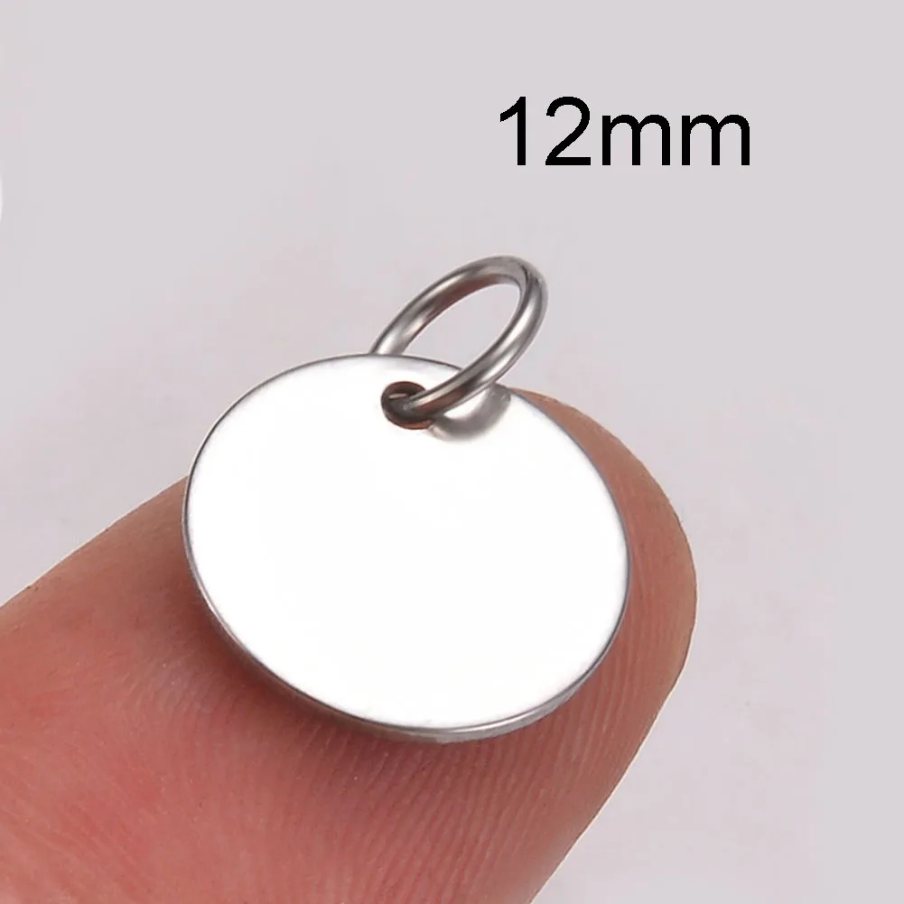 40 stücke 6/8/10/12/20/25mm rundes Etikett benutzer definierte Gravur Edelstahl kleine Logos Charms Schmuck für DIY handgemachte Schmuck herstellung – Detail 8