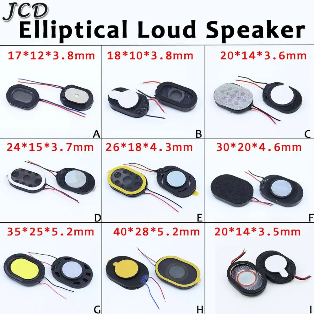 

JCD 2pcs 1W 8ohm 24x15 20x14 40mm oval ellipse Speaker Loudspeaker Round Horn 2 wires line cable DIY Repair Parts