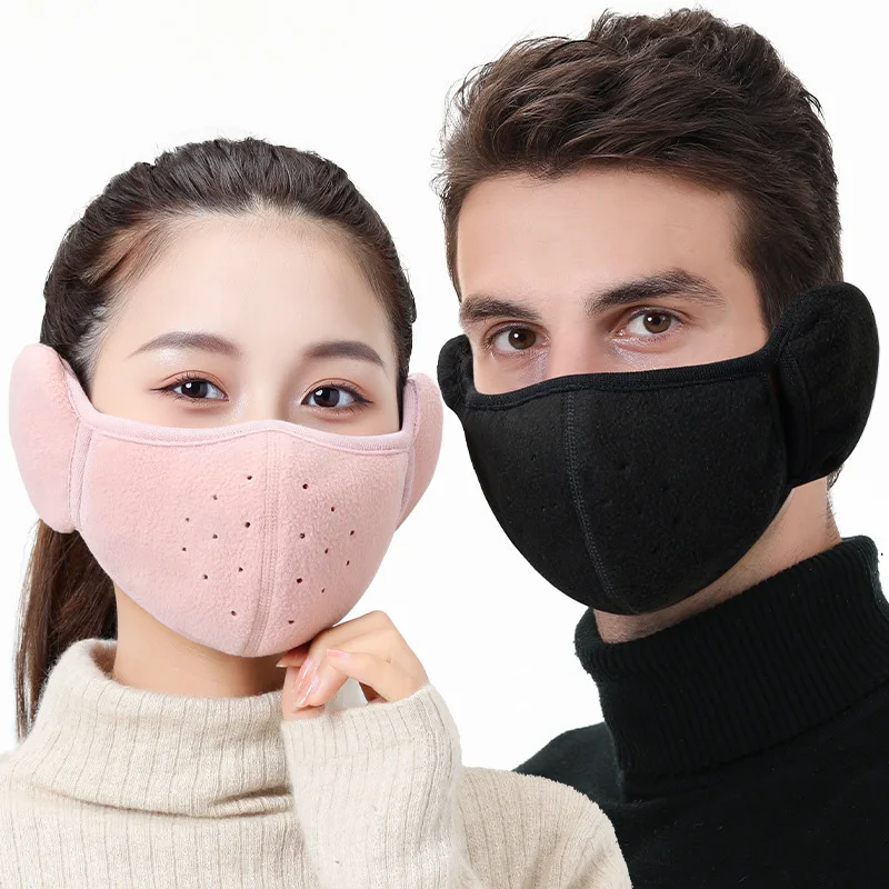 Winter Unisex Breathable Holes Mask Cold-Proof Thermal Mask Earmuffs Two-In-One Wrap Band Ear Warmer Outdoor Riding Ear Muff