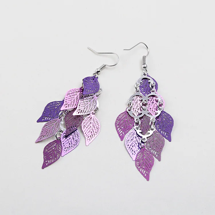 Vintage Hohle Blätter Tropfenohrringe für Frauen Böhmische Bunte Lange Hängeohrringe 2026 Modeschmuck Boucle Oreille Femme – Detail 15