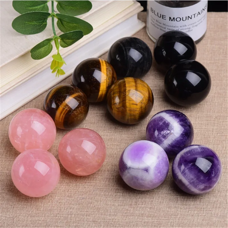 

1pc Natural Round Stone Quartz Sphere Amethysts Quartz Crystal Ball Polished Globe Massaging Ball Room Aquarium Decoration Gift