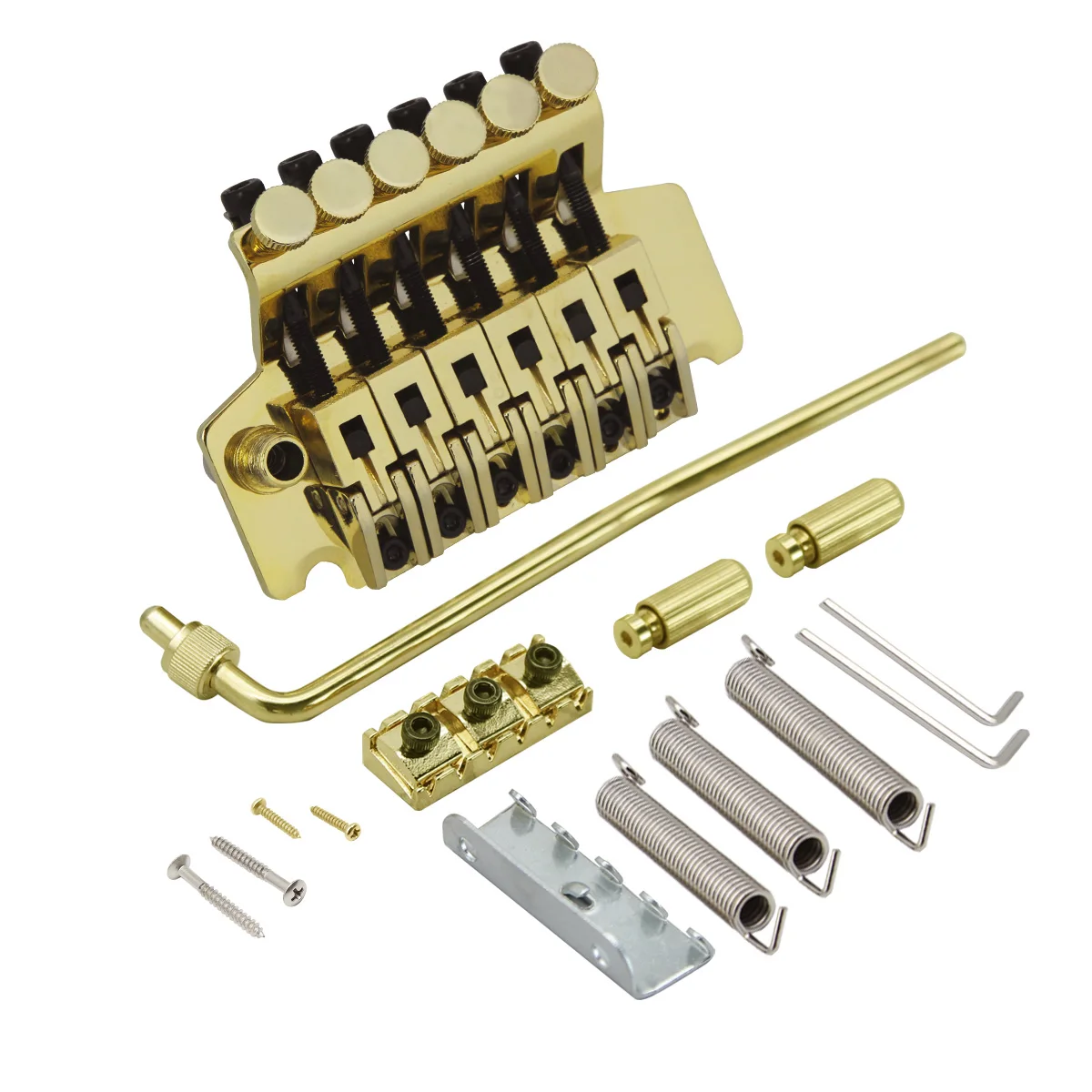 FLEOR Double Locking Guitar Tremolo Bridge System with 42mm Nut for 6-String Electric Guitar Parts, Gold/Black/Chrome Option