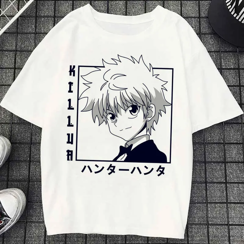 90s Japanese Anime Hunter X Hunter Unisex T-shirt Graphic Men Harajuku Kawaii Killua Tshirt Funny Hisoka T Shirt Tops Tees Male