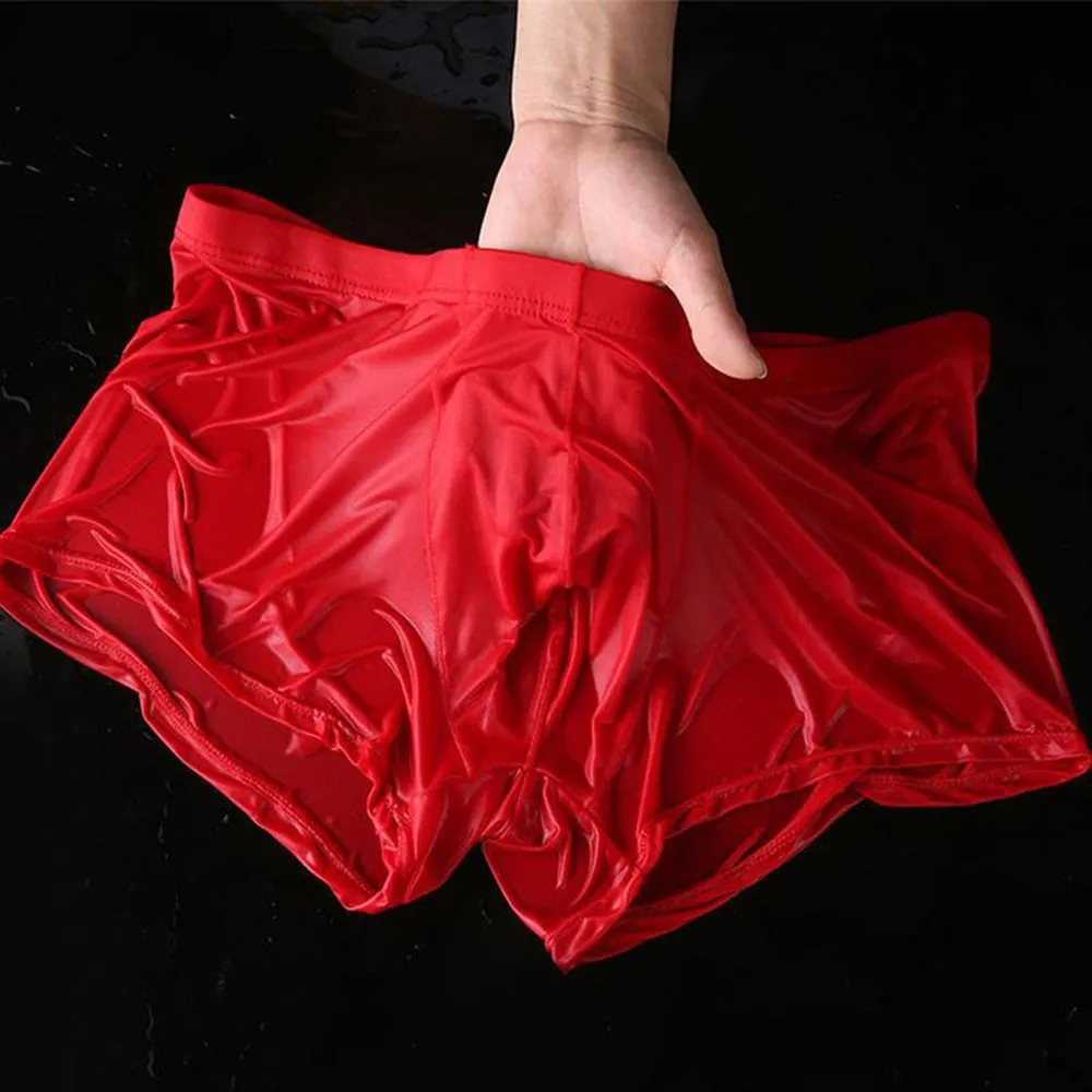 Men Wet Seductive Sexy Briefs Thin Transparent Underwear Shorts Trunks Seamless Silk Antibacterials Homme 2021 Hot