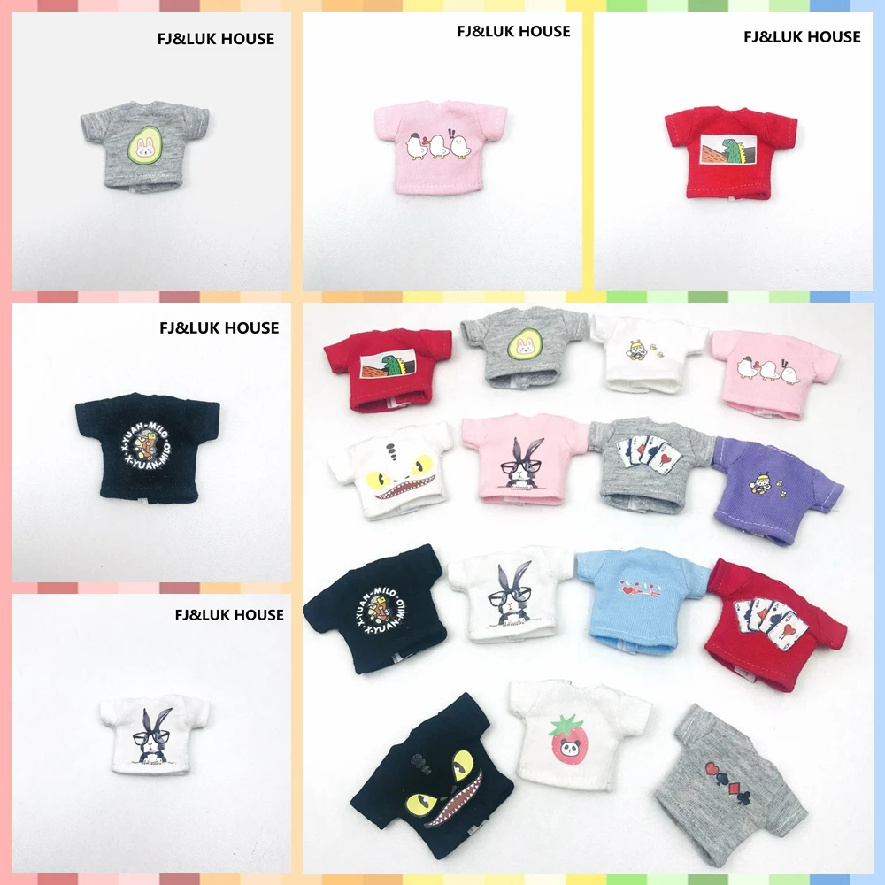 New 1PCS OB11 Clothes Fashion Short T-shirt Cute Cartoon Printed T-shirt for ob11,obitsu11,molly,1/12 bjd Dolls