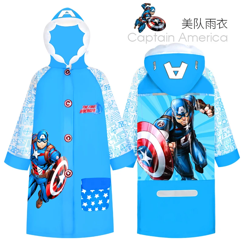 Disney Children Raincoat Boy Kids Spider-Man Poncho Long Waterproof Schoolbag Big Boy Student Raincoat Elsa Raincoat Girl Poncho