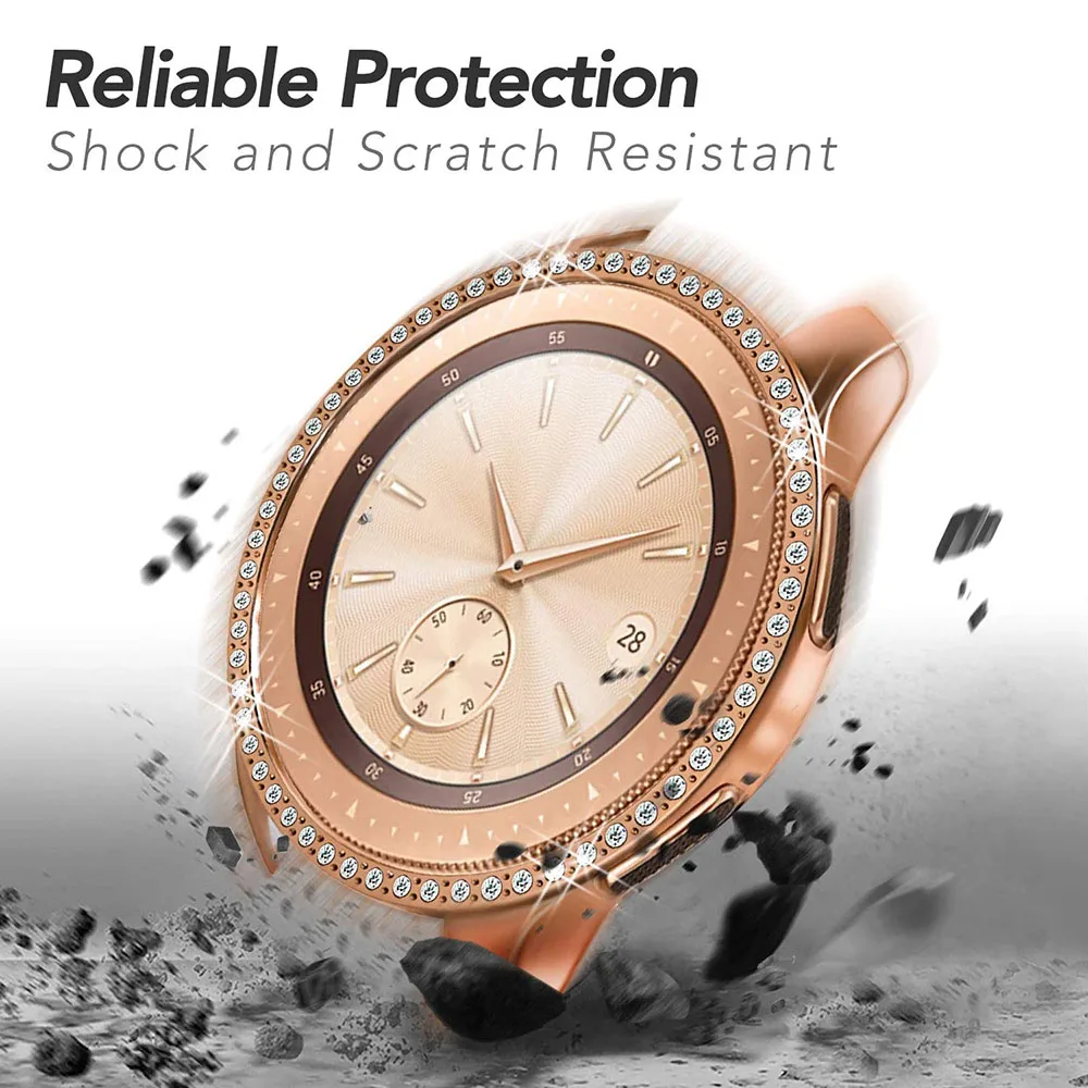 サムスンギャラクシーウォッチ用ダイヤモンドケース,ラインストーンと光沢のあるクリスタル,女性用,46mm,42mm