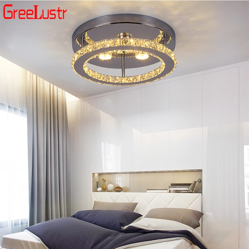 Crystal Led Ceiling Light Modern Nordic Round Surface Mounted Ceiling Lamps Indoor Lighting Aisle Room Bedroom Led Chandeliers