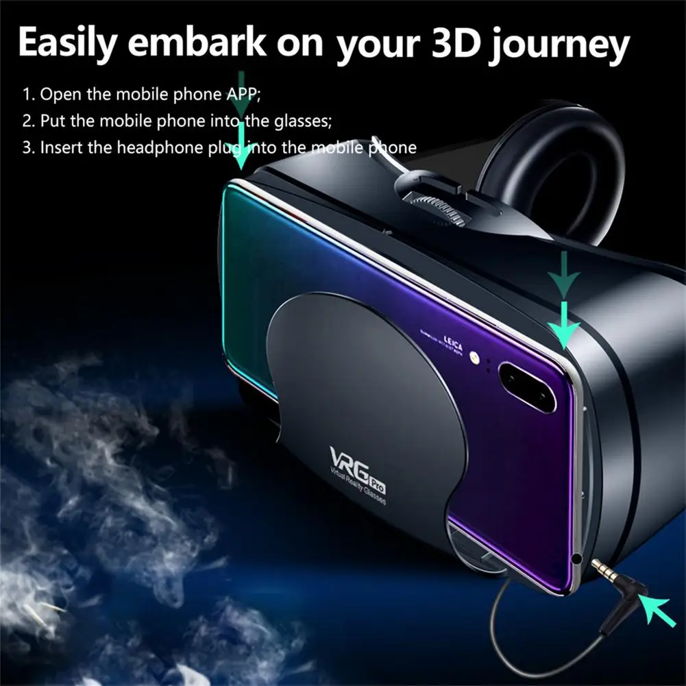 HOT SALE! 2 In1 VR Glasses Full-screen Durable Virtual 3D Reality Glasses With A Large Headset For 5 To 7 Inches Smartphone