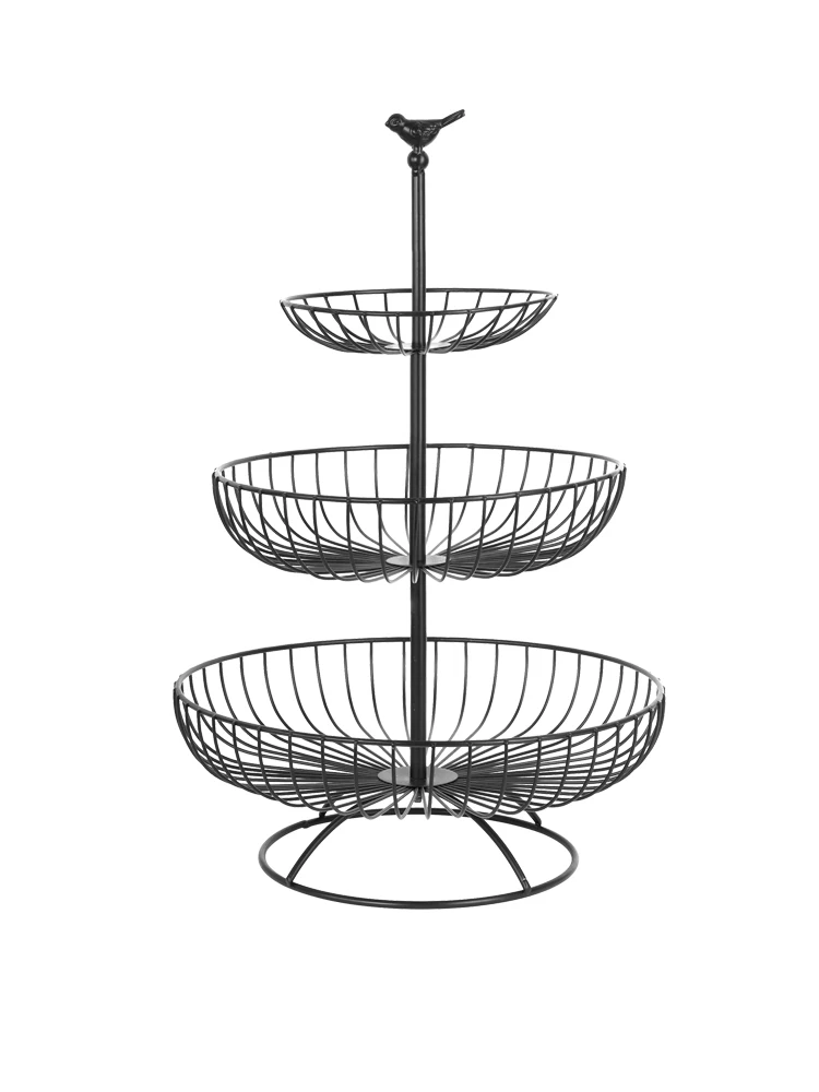 

Бытовая Современная кованая трехслойная железная стойка для хранения фруктов