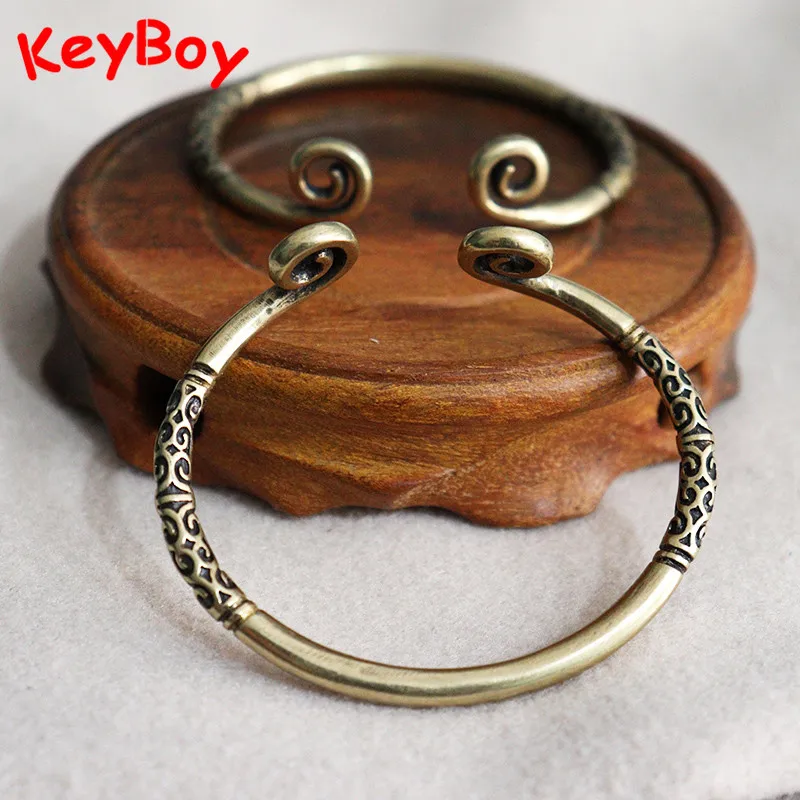 Brass Chinese Super Hero Monkey King Hoop Bangle Antique Copper Sun Wu Kong Bracelet for Women Men Fashion Hand Chains Jewelry