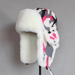 Men Women Russian Bomber Hat Winter Trooper Earflap Hat Trapper Unshanka Faux Fur Hat