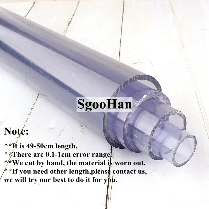 2pcs Length 50cm Outer Diameter 16~110mm UPVC Transparent Pipe Aquarium Fish Tank Tube Garden Irrigation Watering Fittings