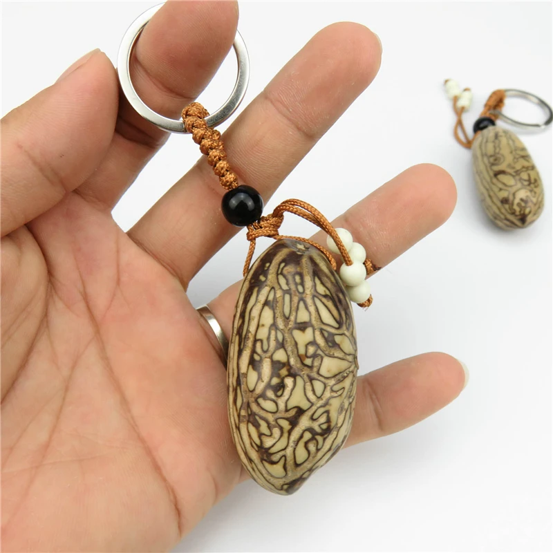 Hot Sale Natural Thousand Eyes Bodhi Keychain for Women Men Key Chains Pendant Prayer amulet Charms  Z0