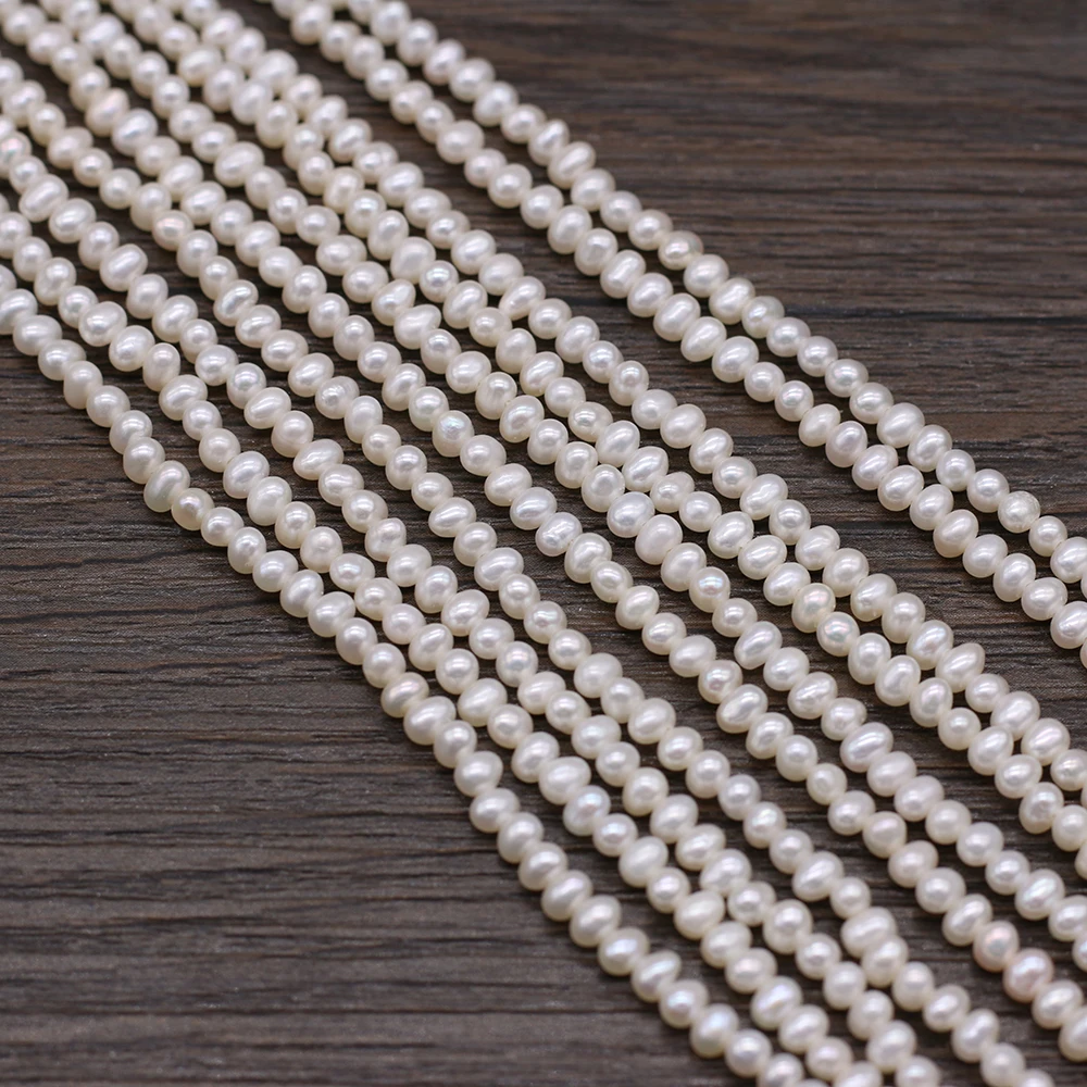 Natural Freshwater Pearl Near Round Beads Punch Loose Pearls For DIY Charm Bracelet Necklace Jewelry Accessories Making 3-3.5mm