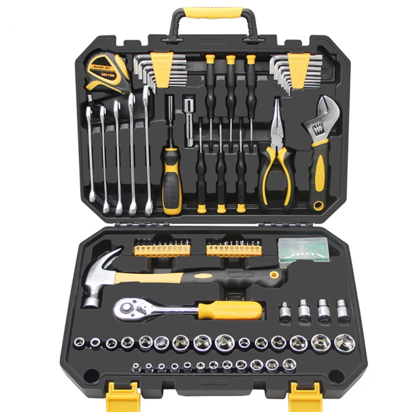 

127pcs Socket Wrench Tool Set Auto Repair Mixed Tool Combination Package General Hand Tool Kit With Plastic Toolbox Storage Case