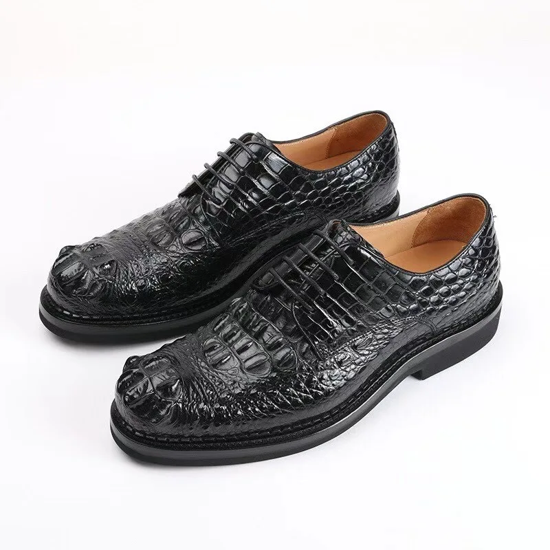 Authentic Exotic Crocodile Skin Men's Light Derby Dress Shoes Genuine Real True Alligator Leather Male Lace-up Dress Oxfords
