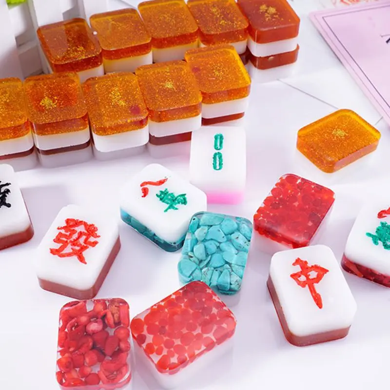 DIY Crystal Epoxy Mould High Mirror Creative Mahjong Shape Silicone Mold