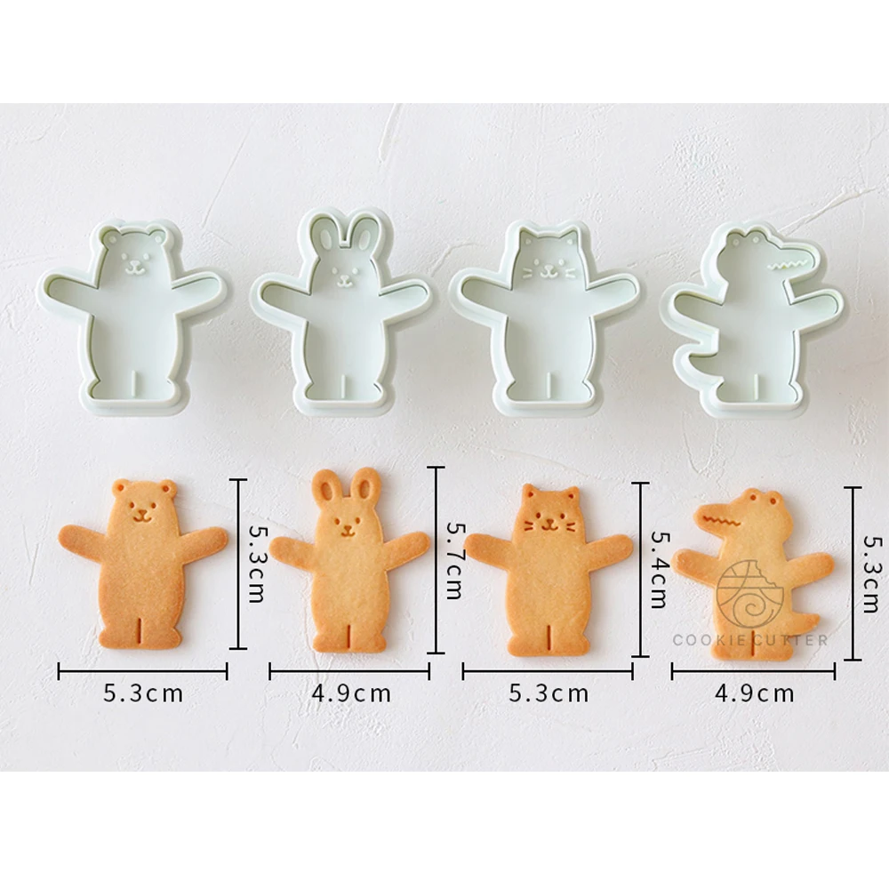 Christmas Animal Hug Cookie Mold Snowflake Gingerbread Man Gift Shape Biscuit Mold 3D Cookie Pressing Mould Xmas Decoration Tool