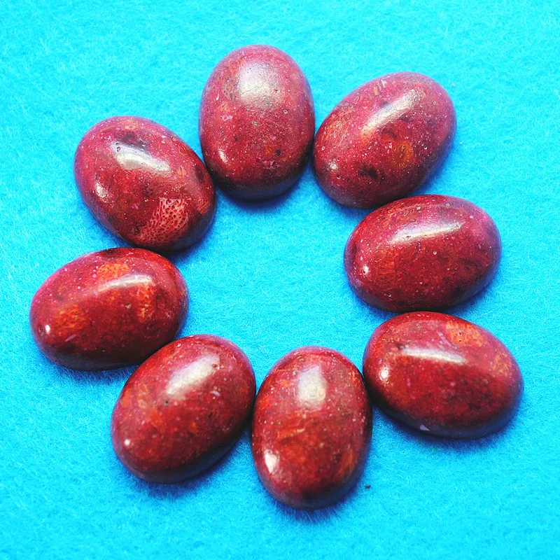 4PCS Natural Sponge Coral Cabochons Oval Shape13X18MM 15x20MM Red Colors Loose Coral Beads For Pendants Making Accessories