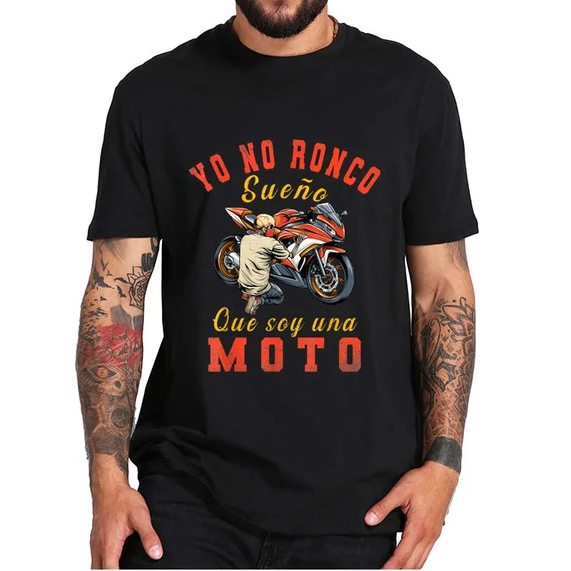 I Don't Snore I Dream I'm A Motorcycle Vintage T-Shirt Casual Men's Classic Short Sleeved Funny Tee Tops 100% Cotton EU Size