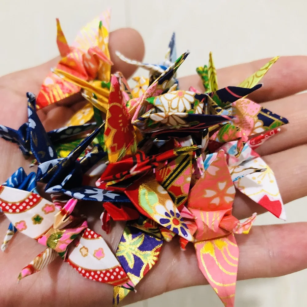 Wholesale 100PCS 4.5CM Supermini Finished Washi Paper Origami Cranes Premade Bird DIY Mother's Day Creative Gift Home Decoration