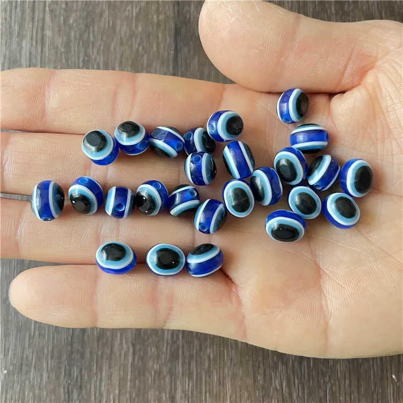 JunKang 100pcs 8*10mm mixed batch angel magic eye DIY handmade necklace Rosary spacer beads wholesale jewelry