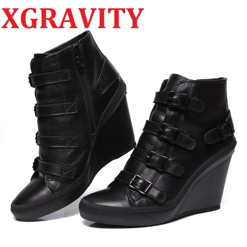 

2023 Luxury Brand Autumn Height Increasing Leather Booties Women Fashion Lace Up High Heels Shoes Fashion Boots Lady Shoes C334