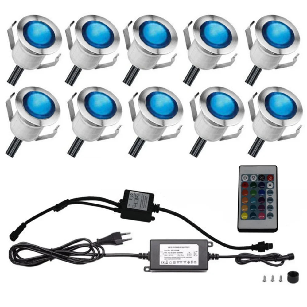 RGB LED Deck Light 12V IP67 Waterproof Outdoor Underground Lamp SMD2835 Remote Control LED Spotlight Pathway Landscape Lighting