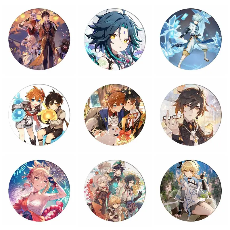 

8pcs Genshin Impact Cosplay Badges Chibi Brooch Kazuha Yoimiya Ayaka Klee Hutao Tartaglia Yanfei Icon Breastpin Pins for Bags