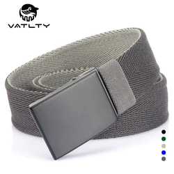 VATLTY 105cm-120cm Canvas Belt for Men Zinc Alloy Silver Reversible Belt Thick Soft Jeans Waistband Girdles Male Outdoors Straps