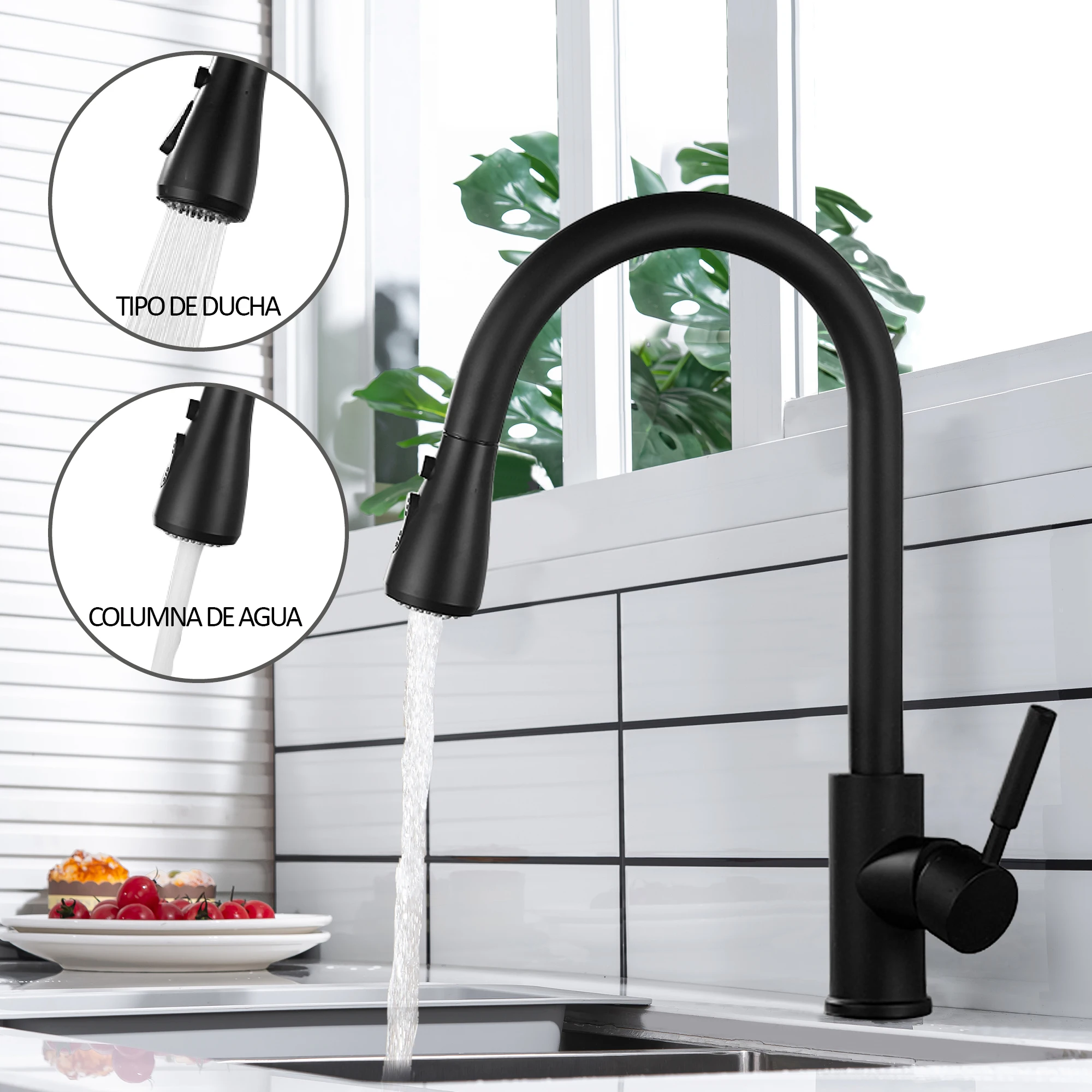 

AZOS Kitchen Faucets with Pull-Down Sprayer Stainless Steel Kitchen Sink Faucet Single Handle Kitchen Faucet Black