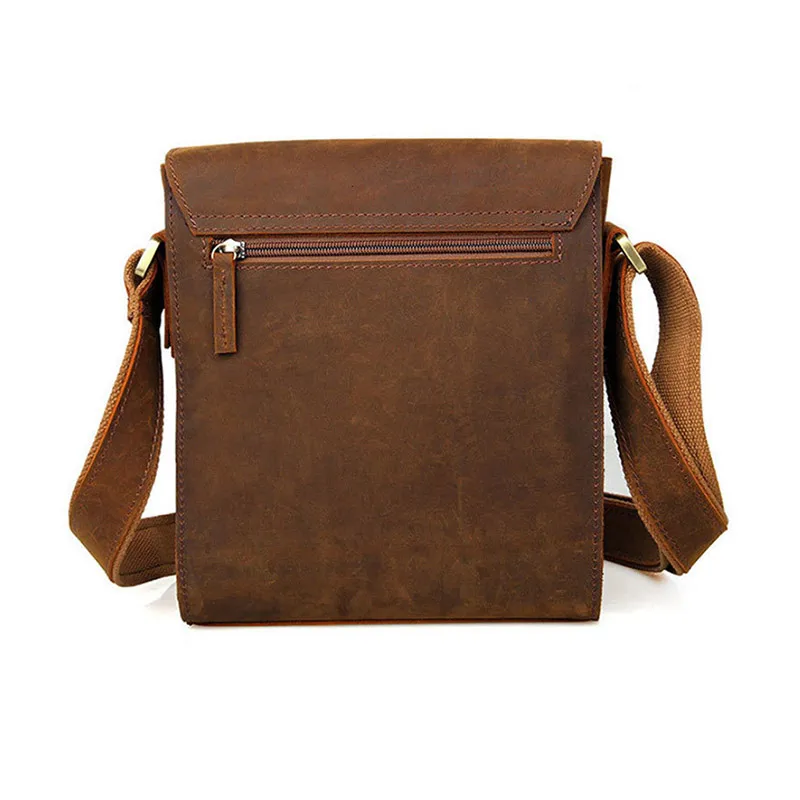 Imagem -03 - Bolsa Mensageiro de Couro Genuíno para Homens Bolsa Tiracolo Vintage Bolsa de Ombro Viagem Tablet Cavalo Louco Macho 2023