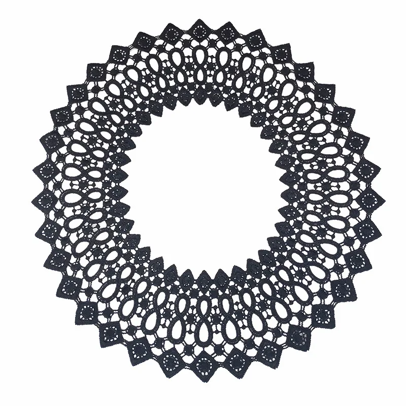 New White Black Hollow Embroidery Fake Collar Lace Fabric Guipure Corsage Dress Clothing Sewing Applique DIY Neckline Trimmings