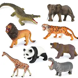 Large size Zoo Animal crocodile hippo giraffe panda lion tiger Model Soft glue Action Figures Educational toys Gift For Kids