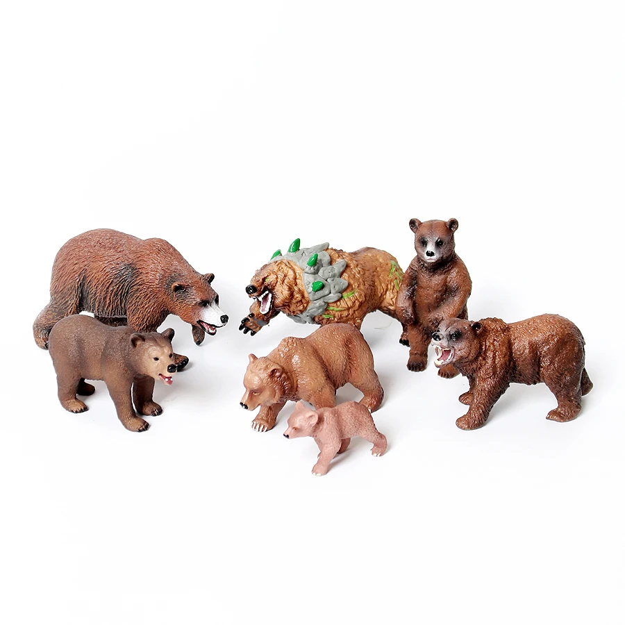 Figuras realistas de oso marrón de animales del bosque para Aprendizaje de ciencia natural, oso negro, criatura del bosque, suministros para fiestas, adornos para pasteles