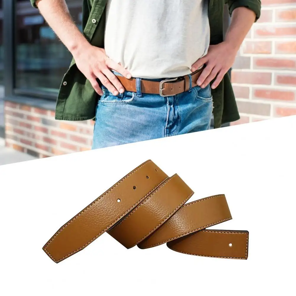 80% HOT SALE 	110/115/120/125CM Leather Belt Men Vintage Cool Faux Leather Buckle Free Belt for Decoration Clothing Accessories