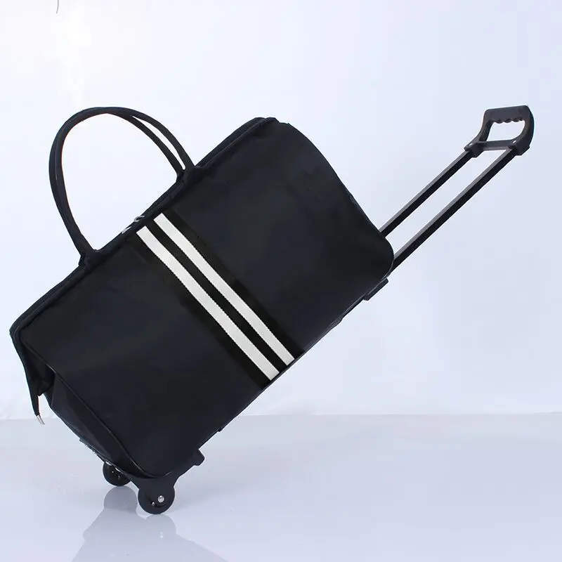 Striped Carry-Ons Bag Waterproof Nylon Trolly Bag For Traveling Men Travel Bags Foldable Cabin Suitcase With Wheels XA225C