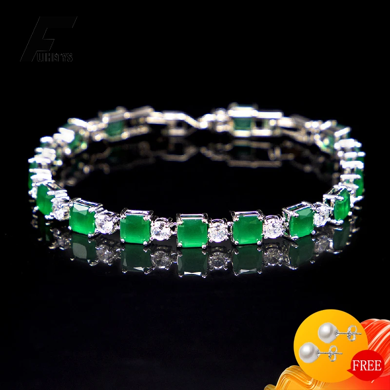 

FUIHETYS Luxury Women Bracelet 925 Silver Jewelry with Zircon Gemstone Hand Accessories for Wedding Party Bridal Gift Wholesale