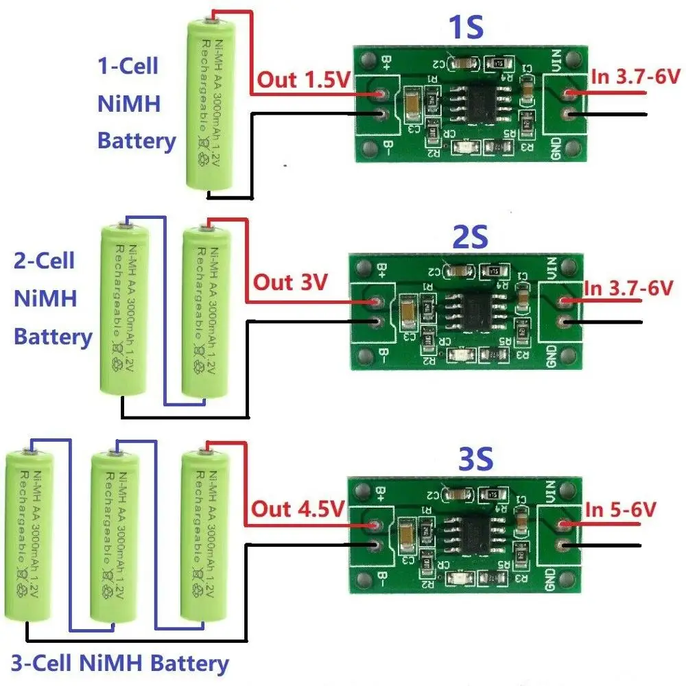 1S 2S 3S komórek 1A NiMH akumulator inteligentny Moduł ładowarki napięcie ładowania 1.5V 3V 4.5V 5V wejście 3.7 V-6 V 5V 4.2V