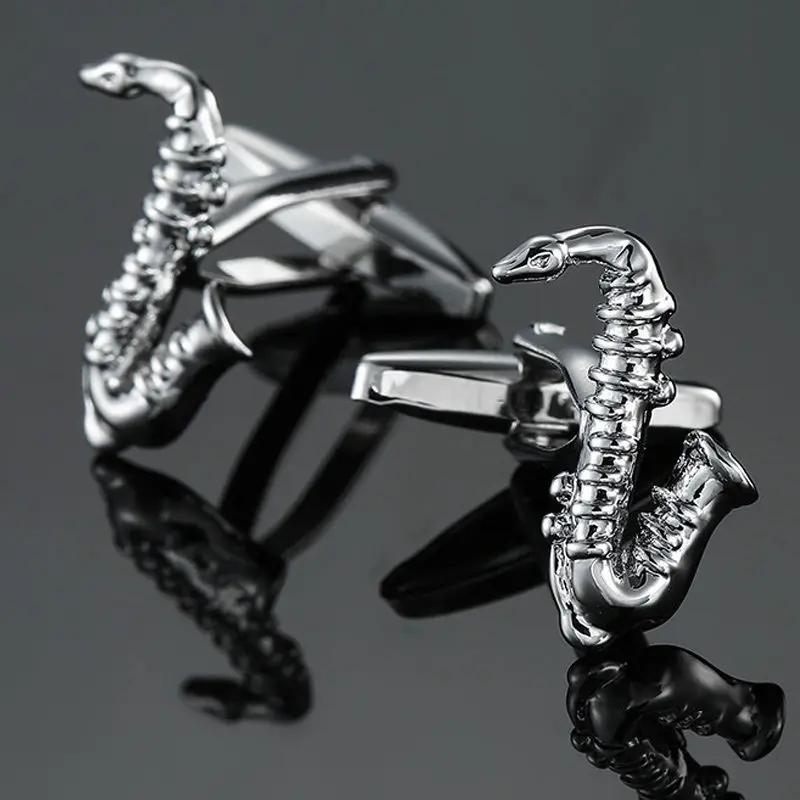 High quality violin Cufflinks new fashion rock Romantic Music Piano Saxophone Cufflinks fashion men\'s Wedding Shirt badge pin