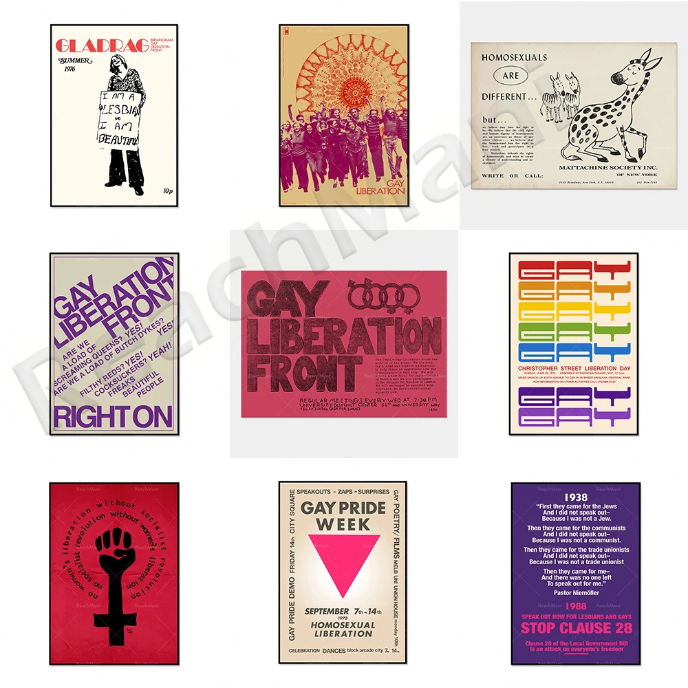 Gay Liberal Party Flyer/Poster, Liberation Front Poster, Lesbian Lgbtq Gay Rights Home Decor Canvas Wall Art Print Gift